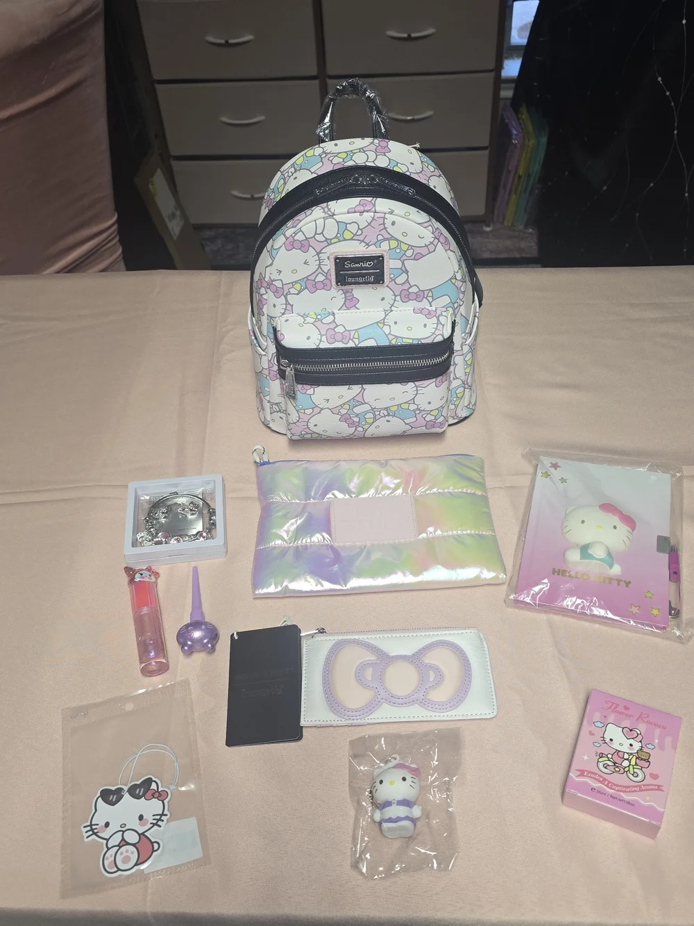 NWT Hello Kitty Loungefly Pastel Backpack & Lifestyle Accessory Bundle